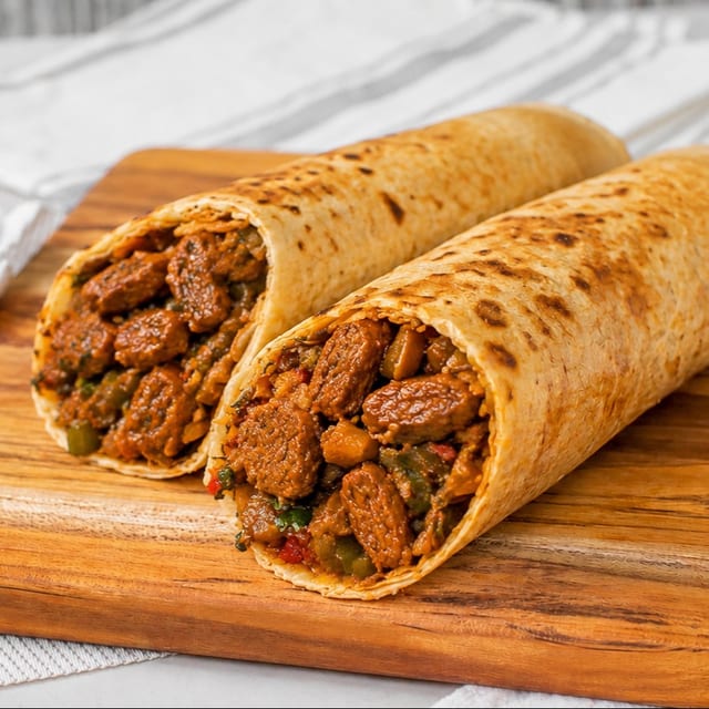 Soy chicken tikka wrap.